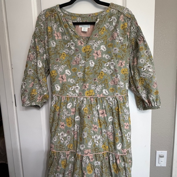 Cynthia Rowley Green Floral Tiered Dress Size Large - Picture 2 of 7